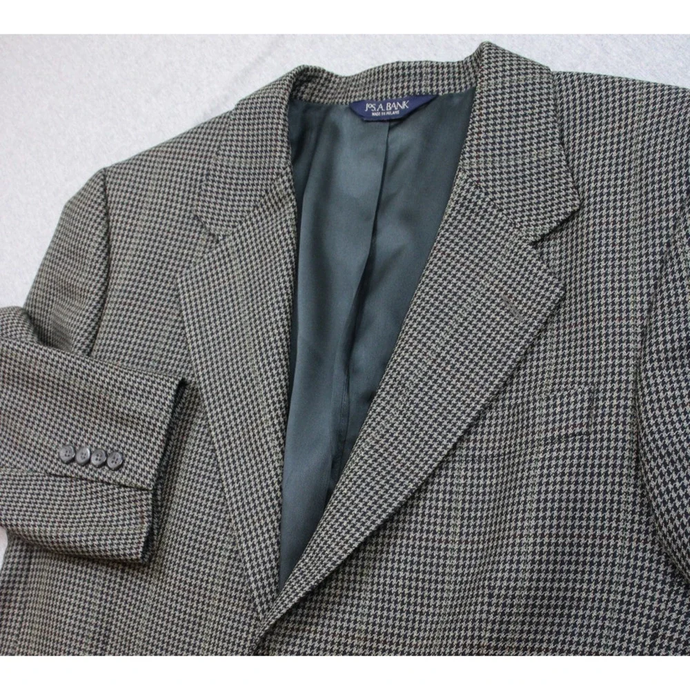 Jos A Bank Blazer‎ Men's Size 41R 100% Wool Houndstooth Executive Collection